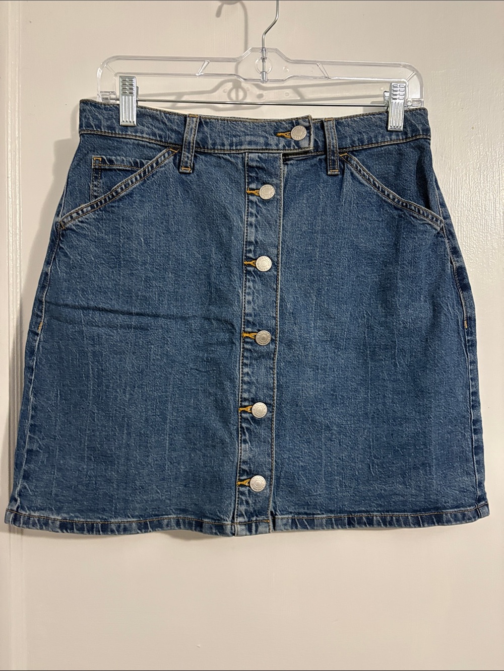 Banana Republic Blue Button-Front Denim Mini Skirt